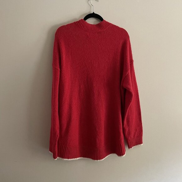 Old Navy Women M TALL Red Heart Graphic Knit V-Neck Slouchy Cardigan Sweater - Picture 12 of 12